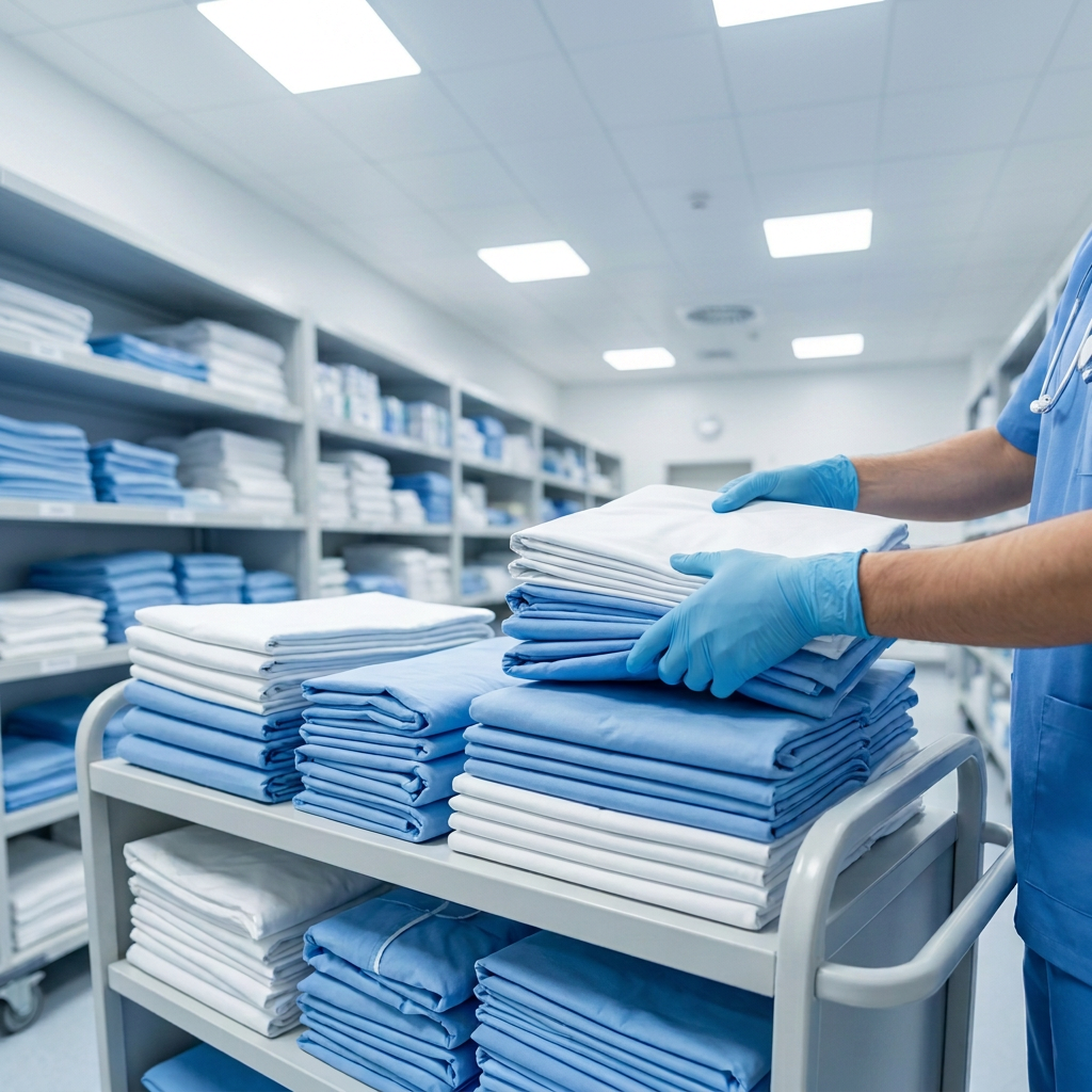 Lençóis e fronhas hospitalares